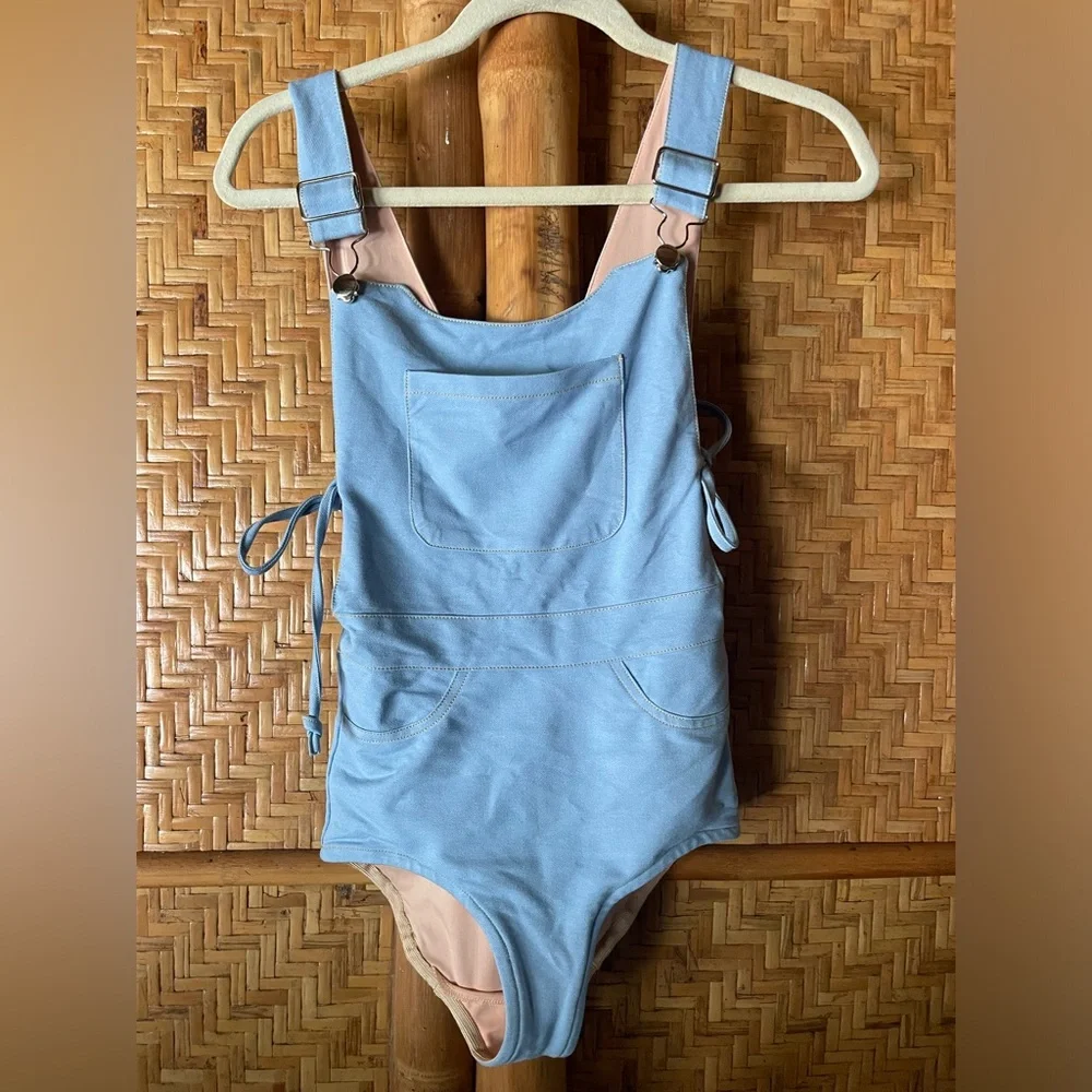 UNIF blue overalls onepiece swimsuit XS